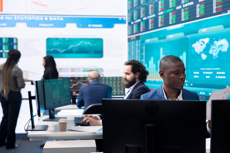 Beacon Mine analysts reviewing market statistics